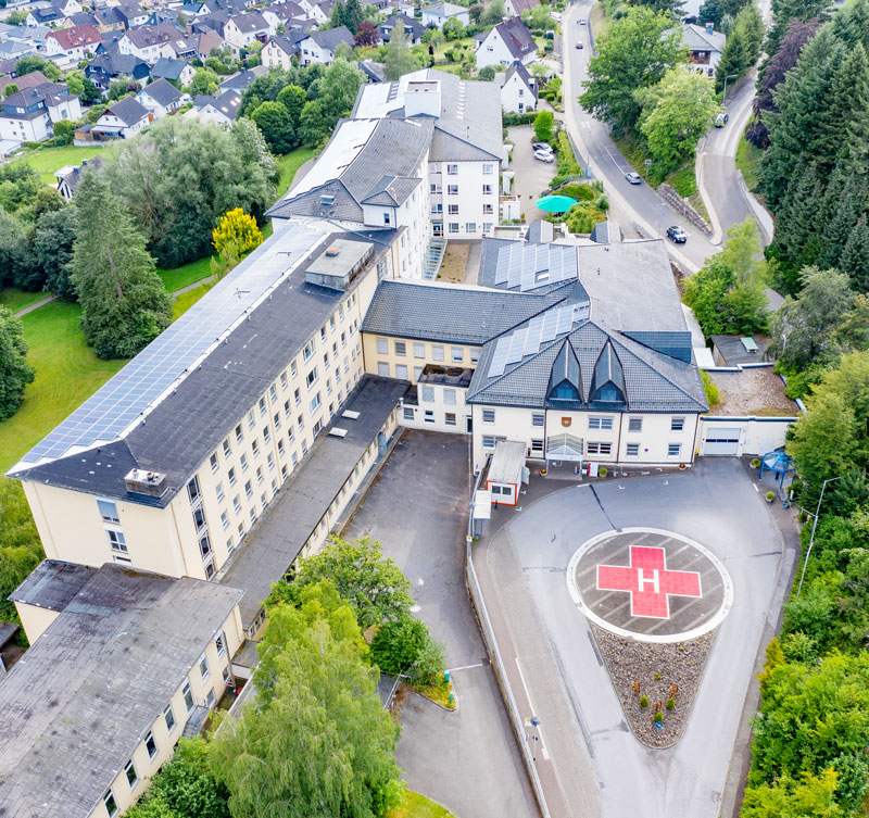 Das Krankenhaus Plettenberg von oben